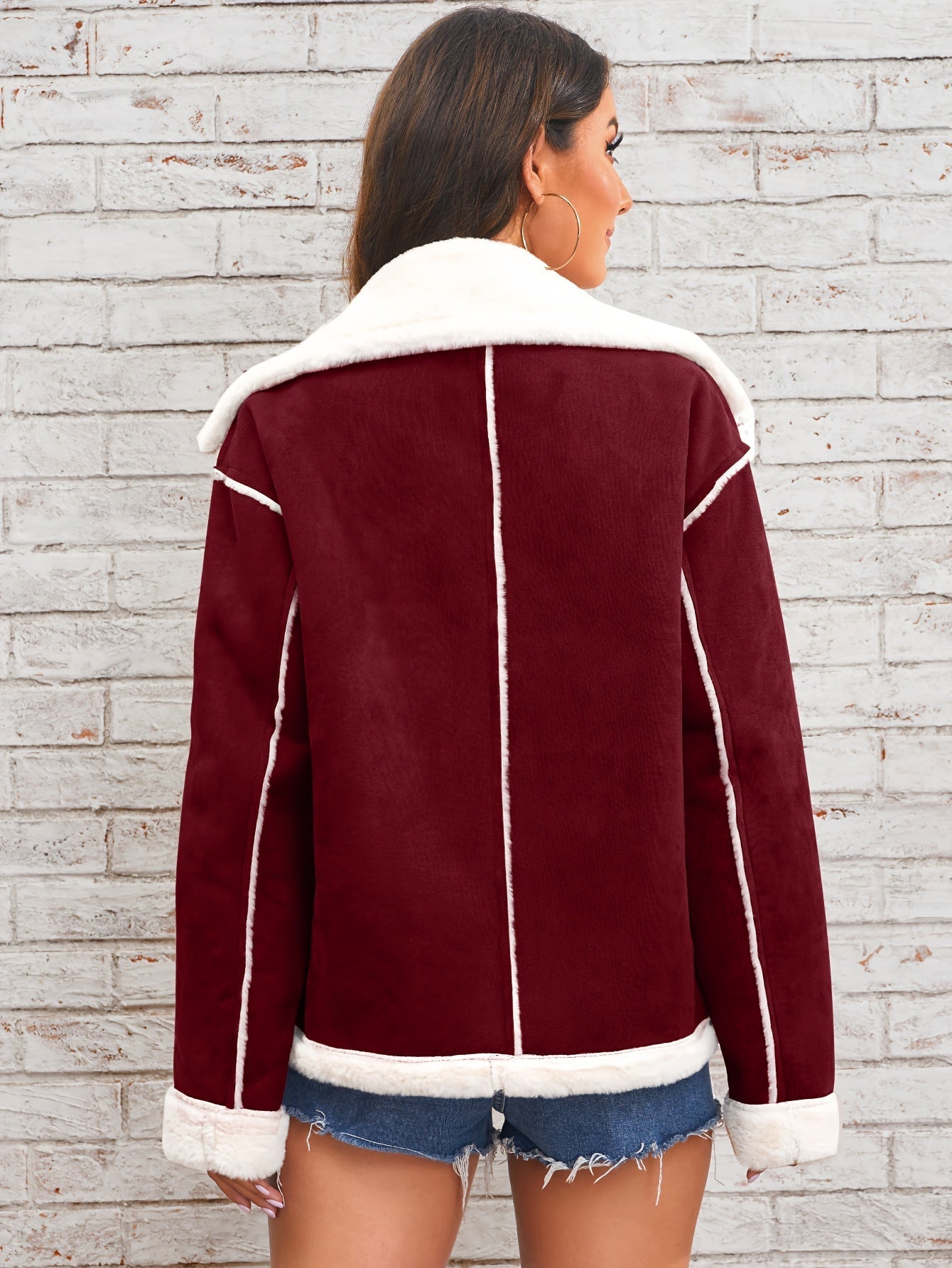 Lapel plysch jacka