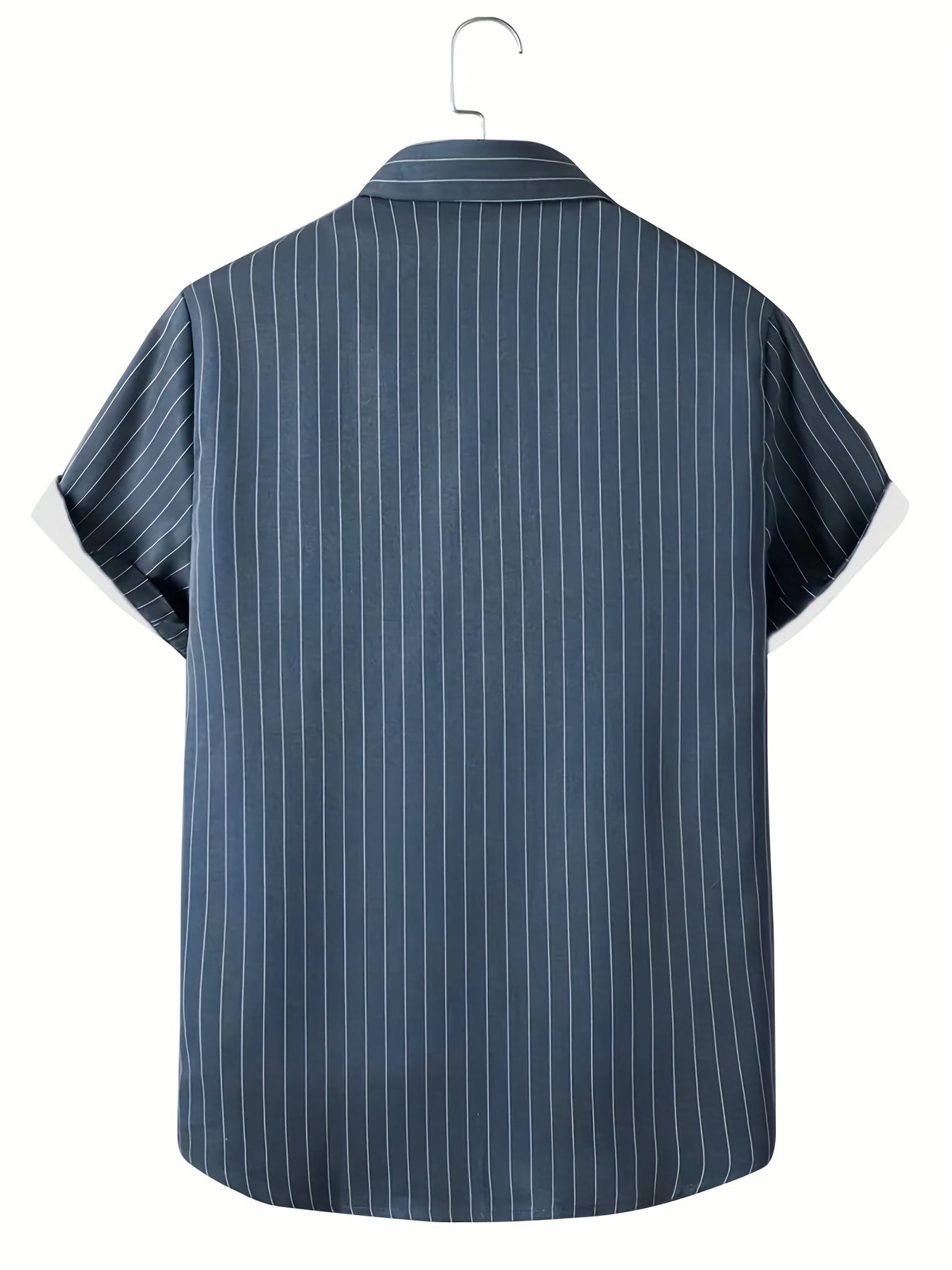 Casual randig non-stretch skjorta med korta ärmar och button down för män
