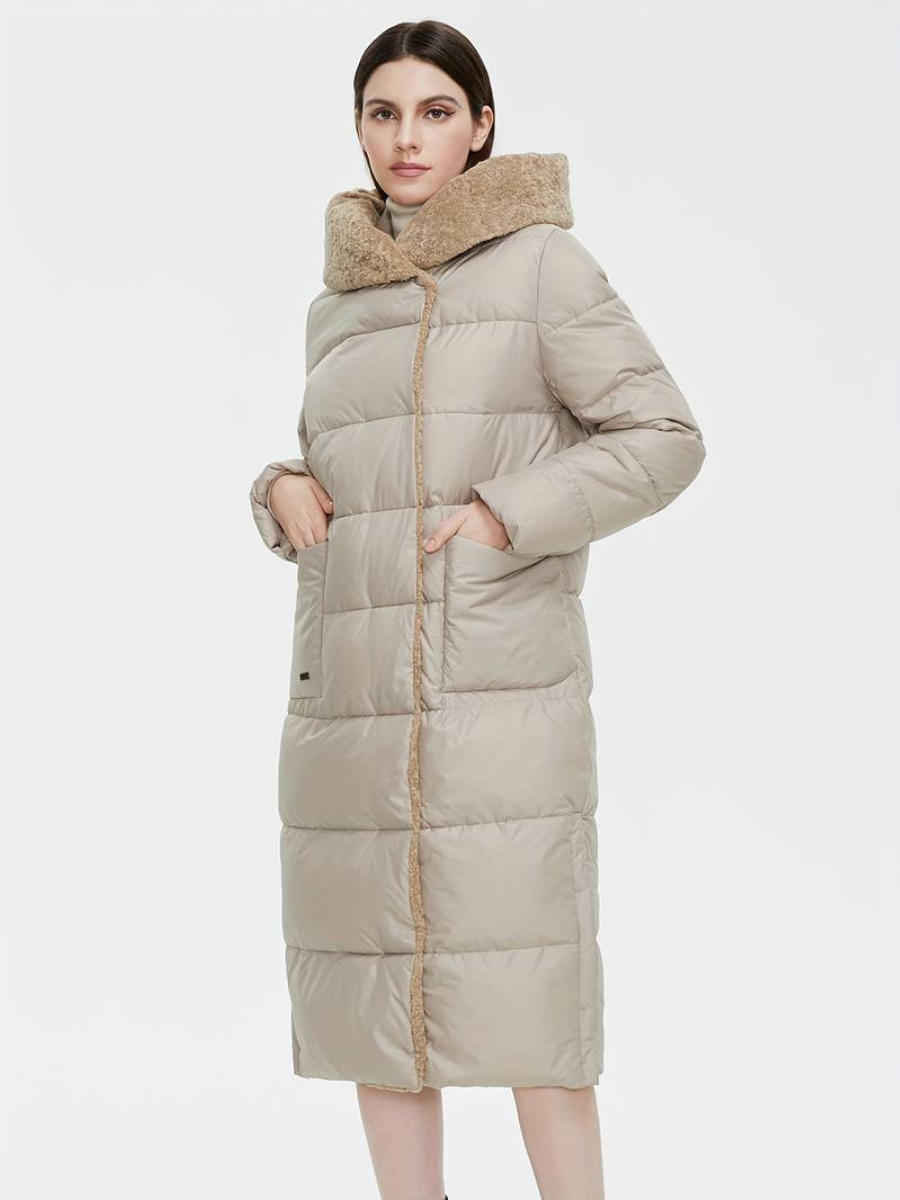 lå ng fluffig jacka med dragkedja