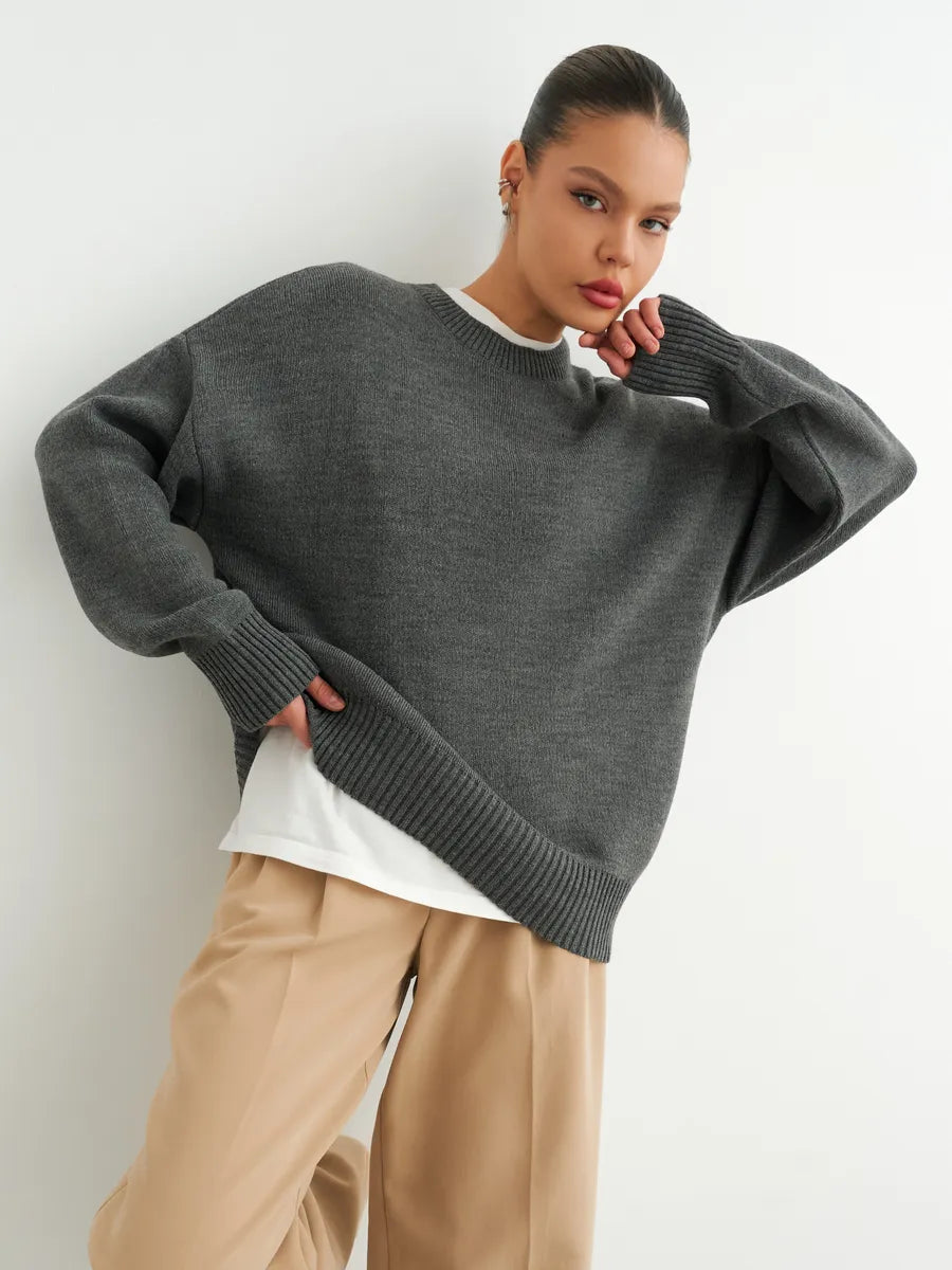 Lösstickad randig tröja