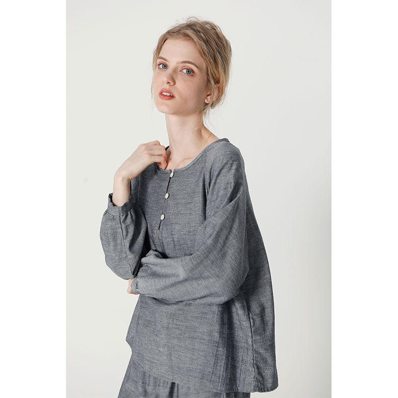 T-shirt och byxor i jeansstil med dubbla lager för kvinnor