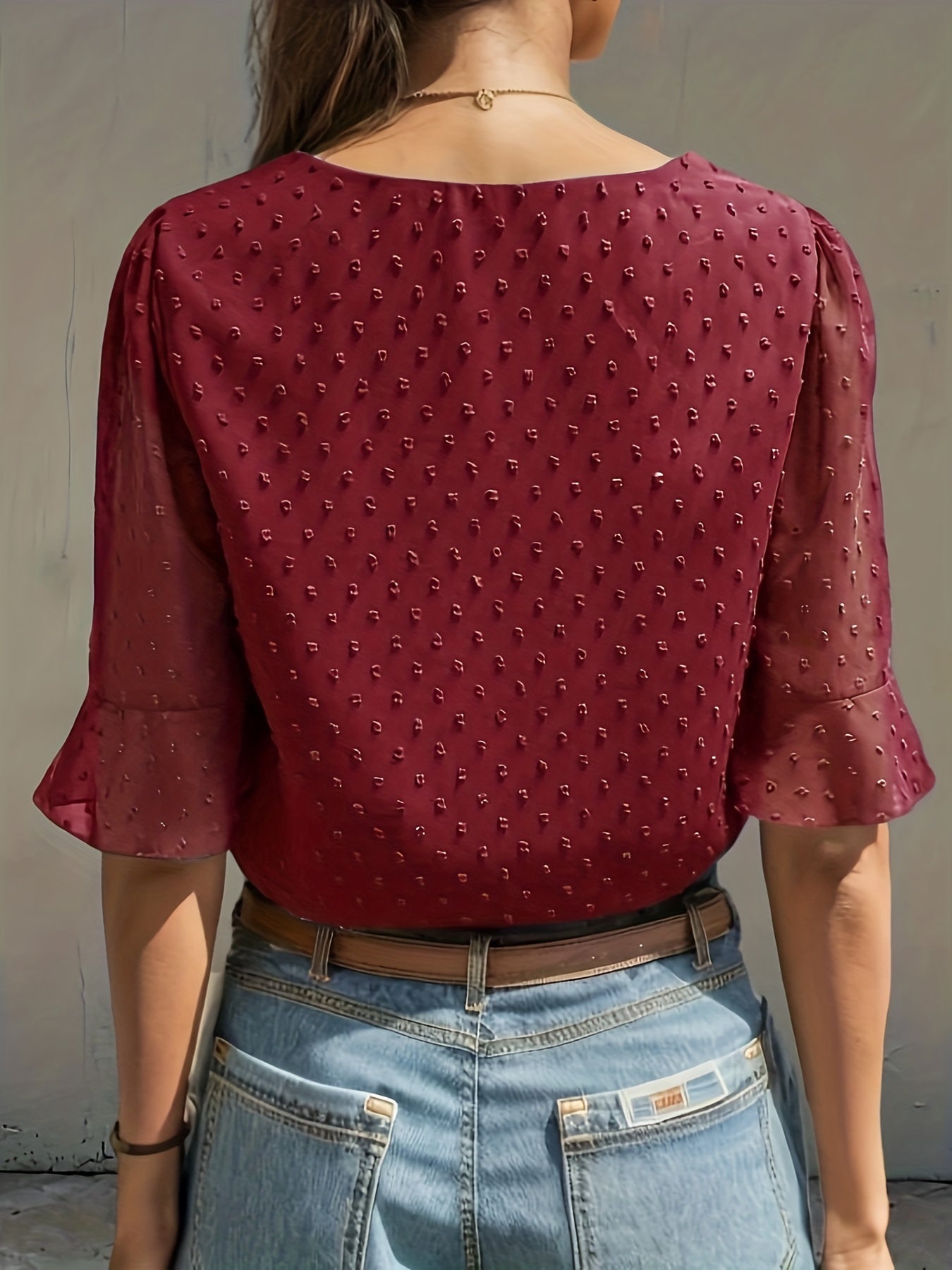 Lös chiffongblus med lå nga ärmar