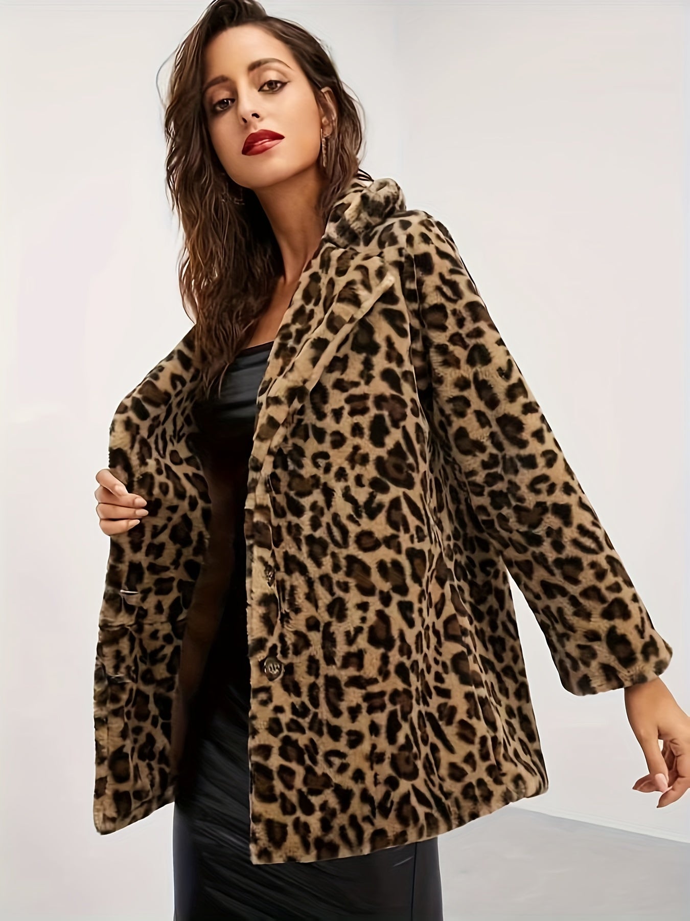 Mjuk jacka med leopardtryck