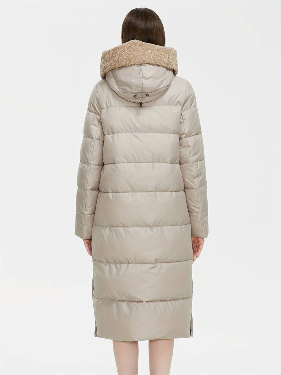 lå ng fluffig jacka med dragkedja