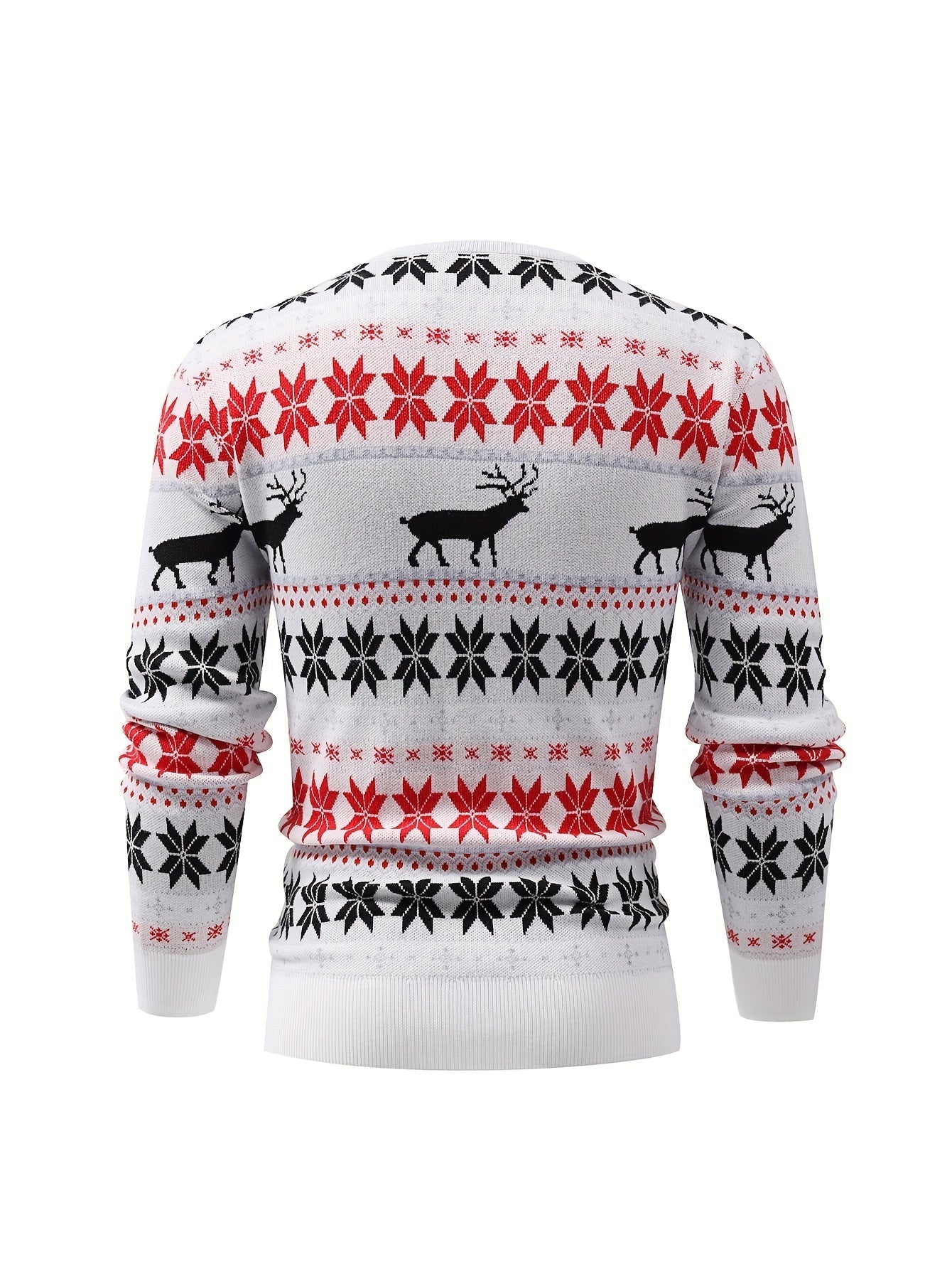 Stickad kabeltröja med julmönster