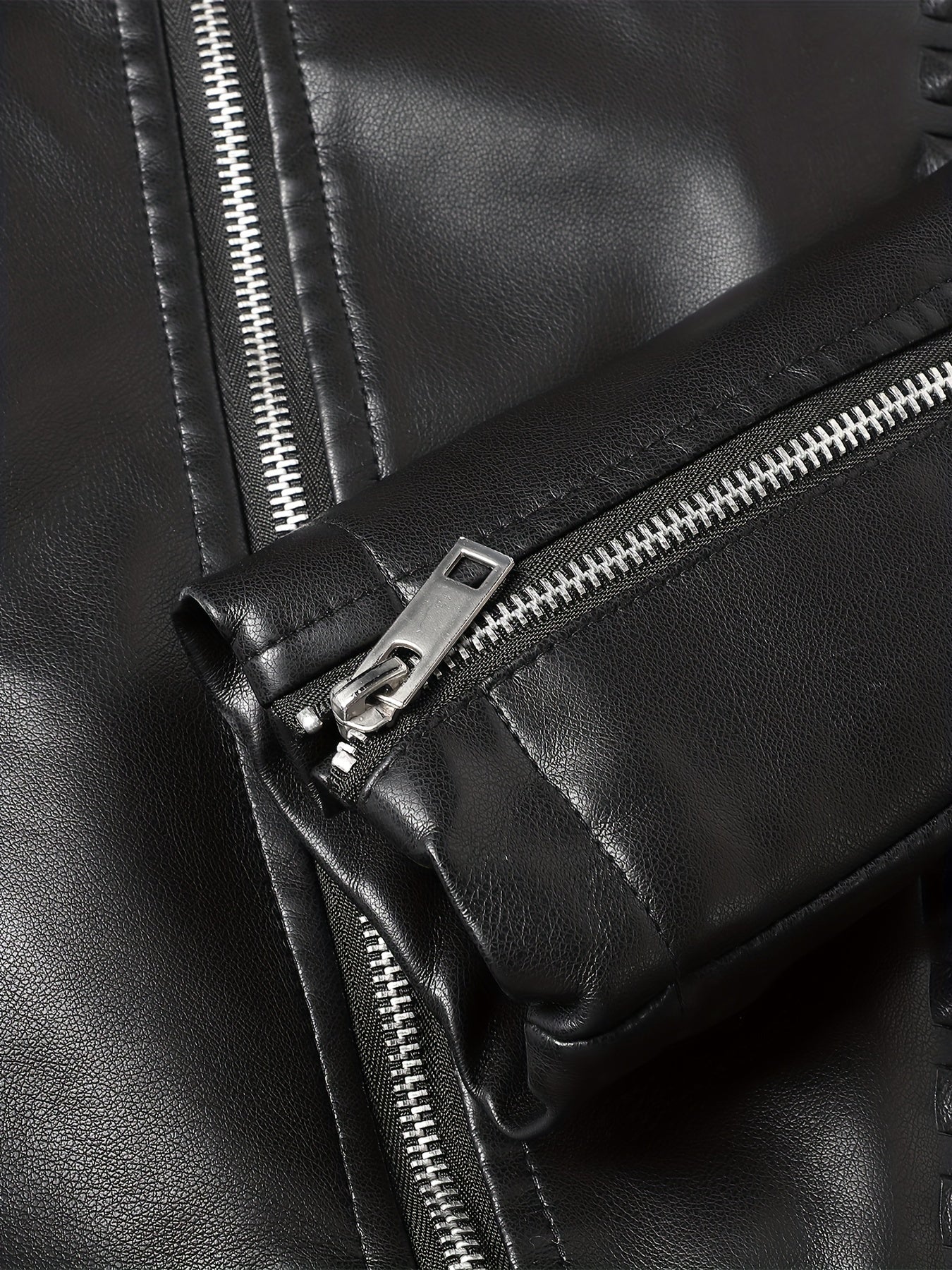 Varm tjock bikerjacka i läder