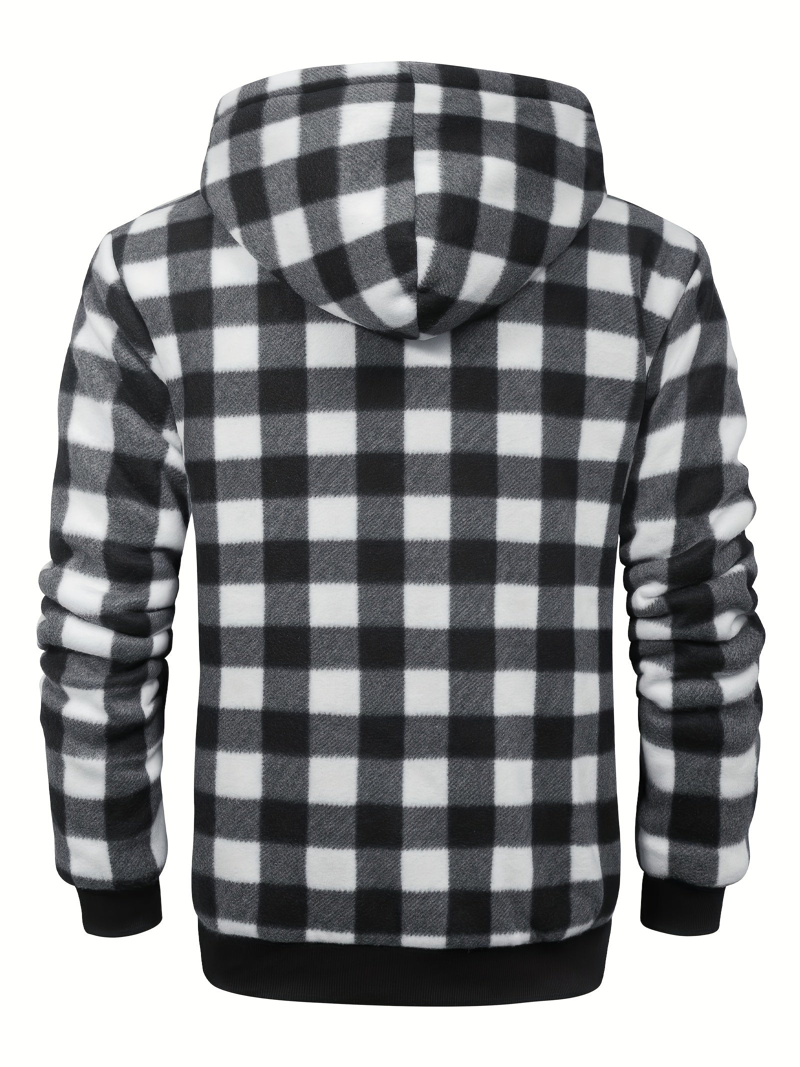 Huvtröja i retro fleece med rutigt mönster