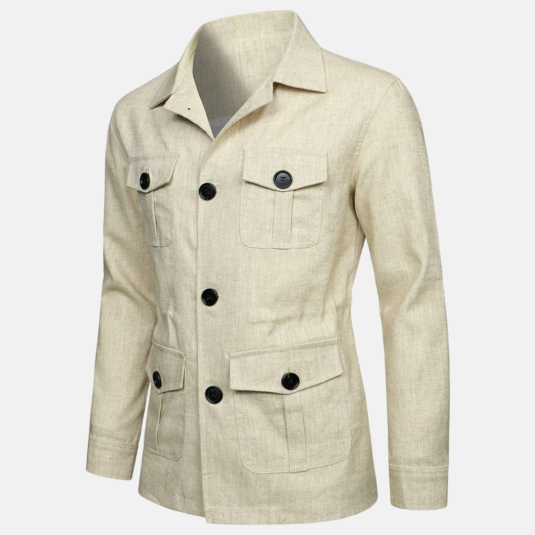 Linnejacka med flera fickor