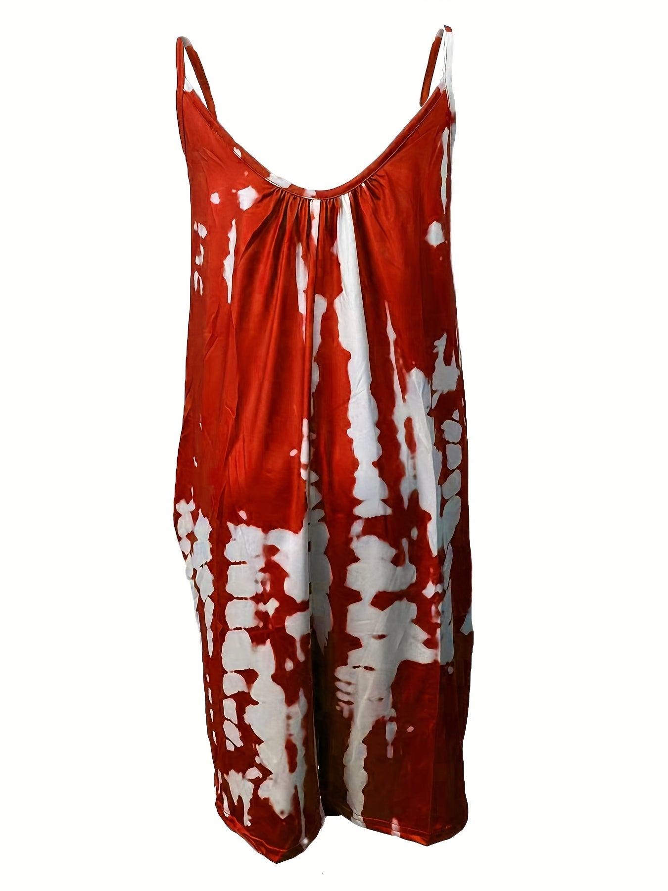 Boho blå tie dye ärmlös tröja med rund hals