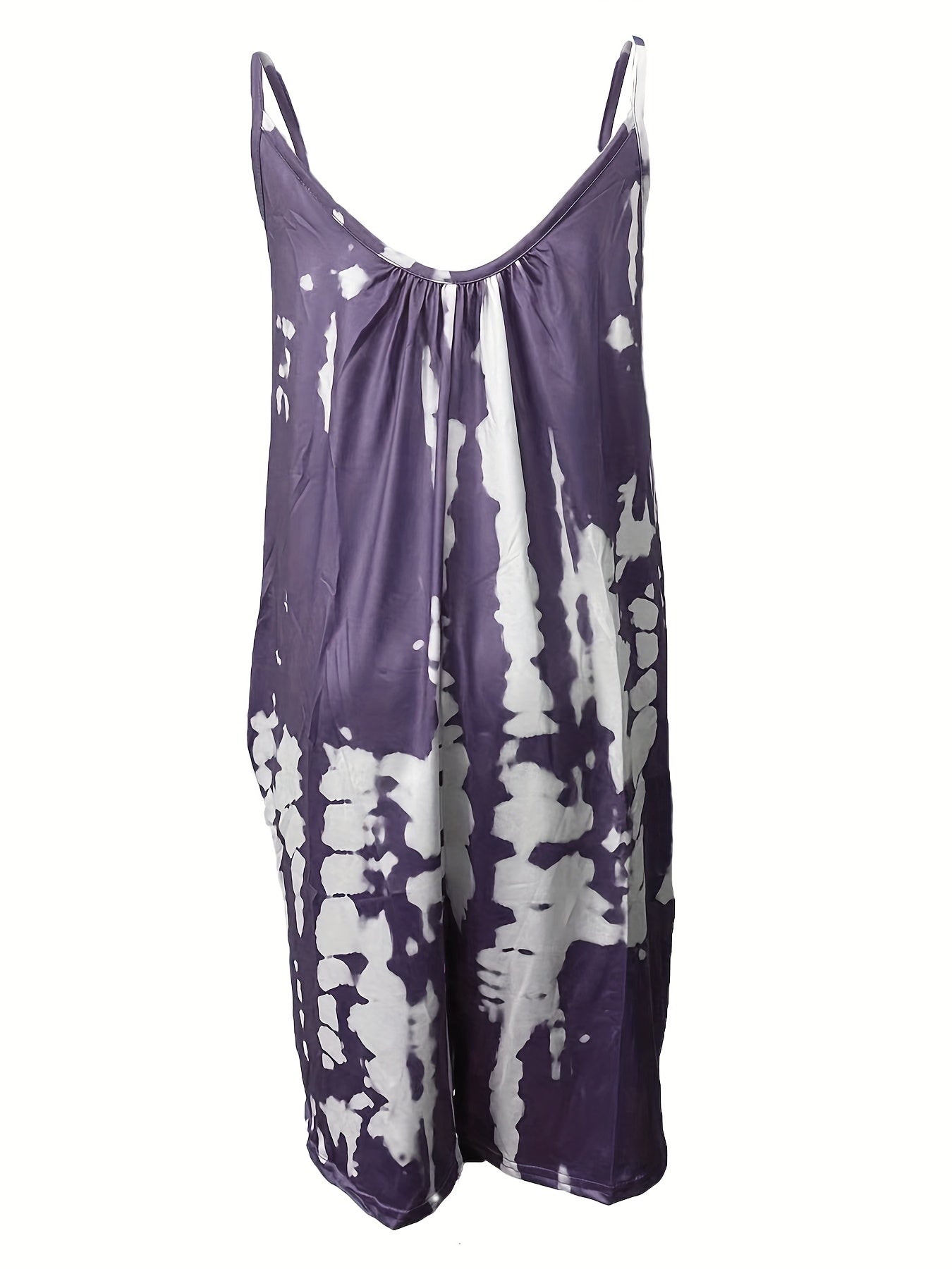 Boho blå tie dye ärmlös tröja med rund hals