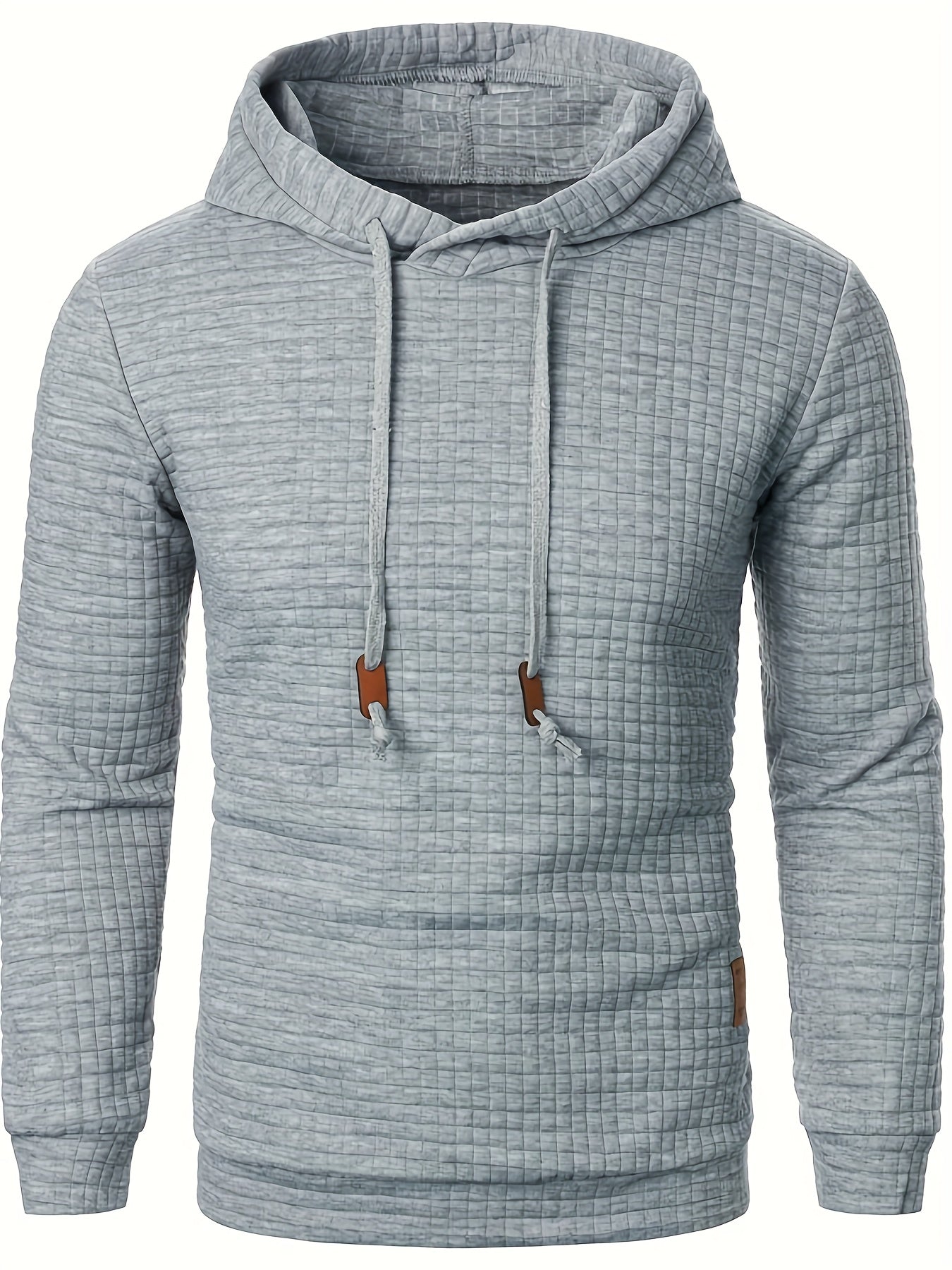 Bekväm lå ngärmad hoodie med vå ffelmönster