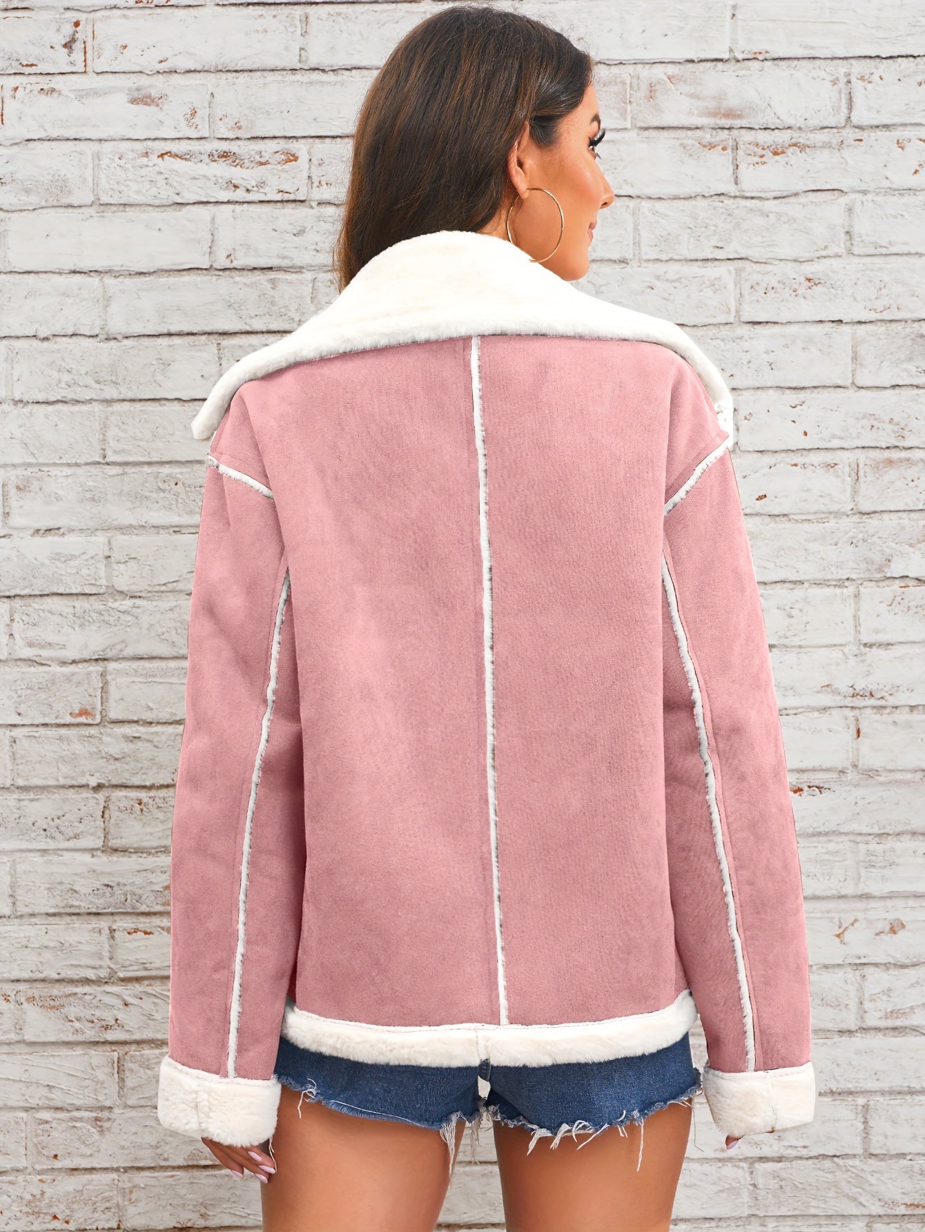 Lapel plysch jacka