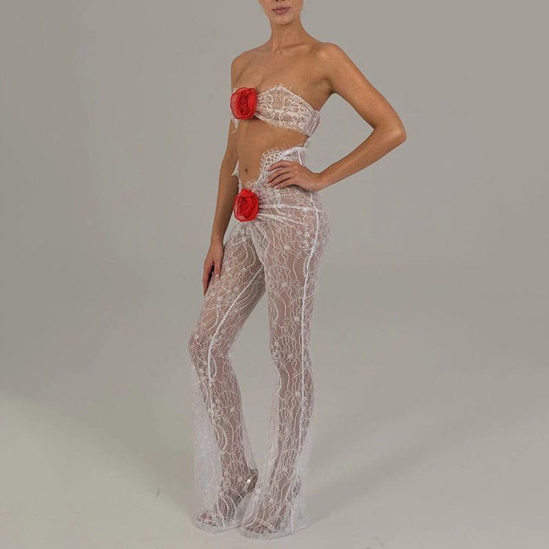 Transparent jumpsuit med spetsringning