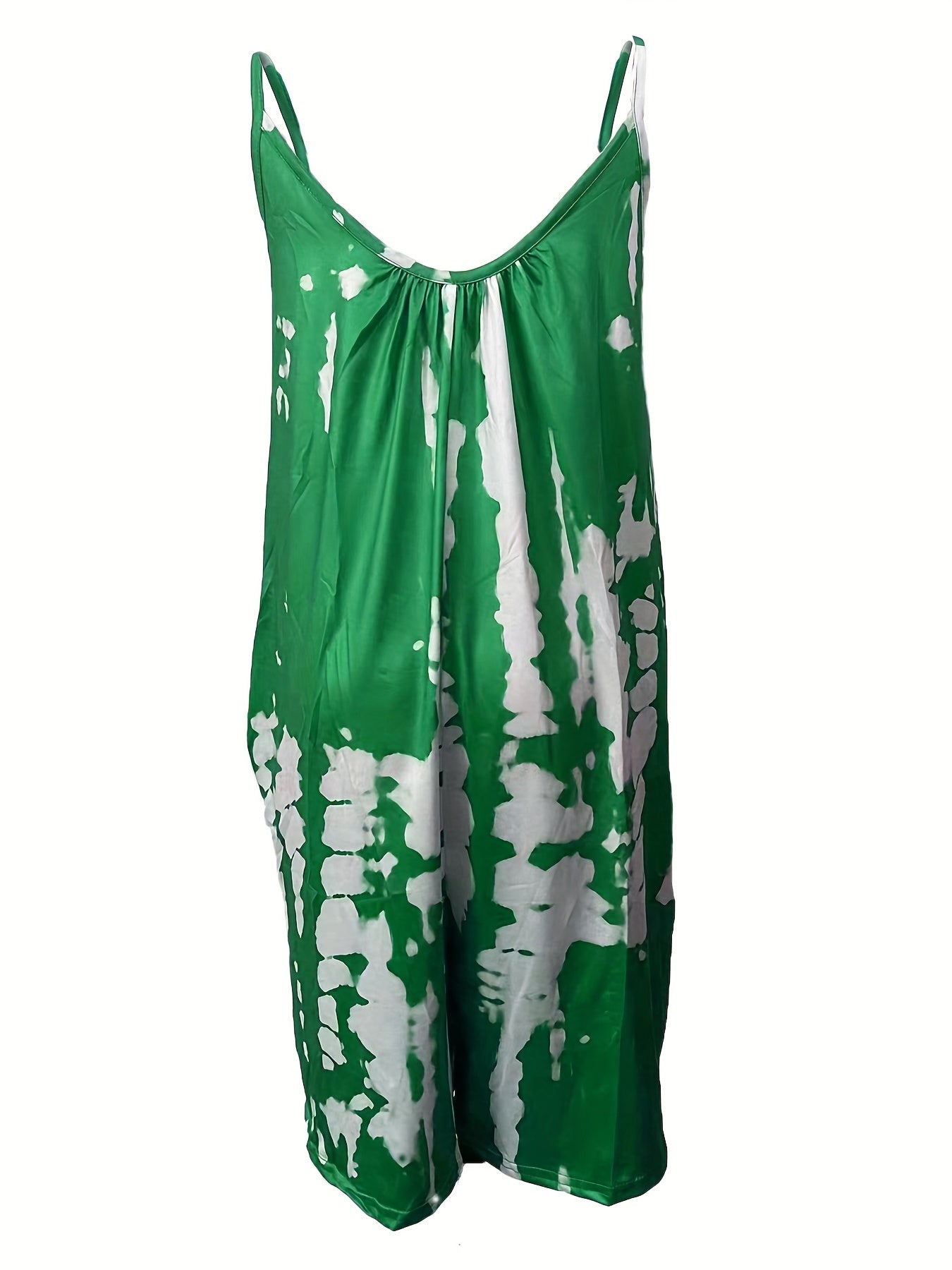 Boho blå tie dye ärmlös tröja med rund hals