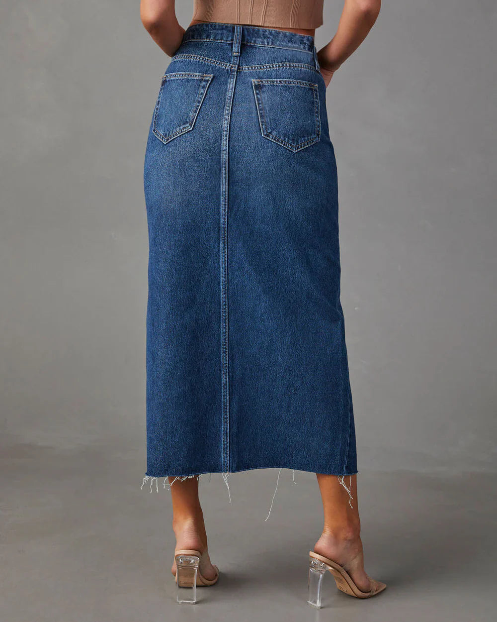 Denim Maxikjol med slits
