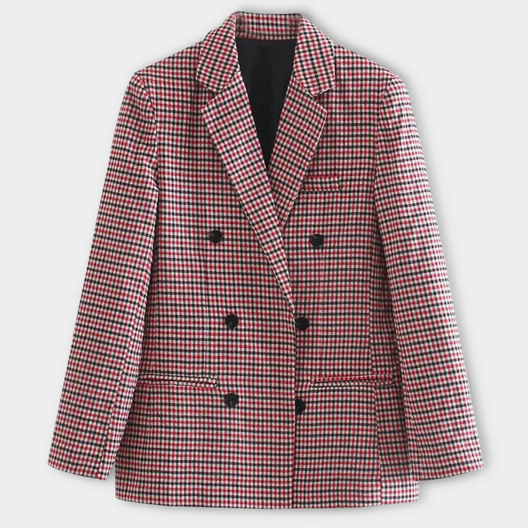 Randiga dubbelknäppta blazers för kvinnor