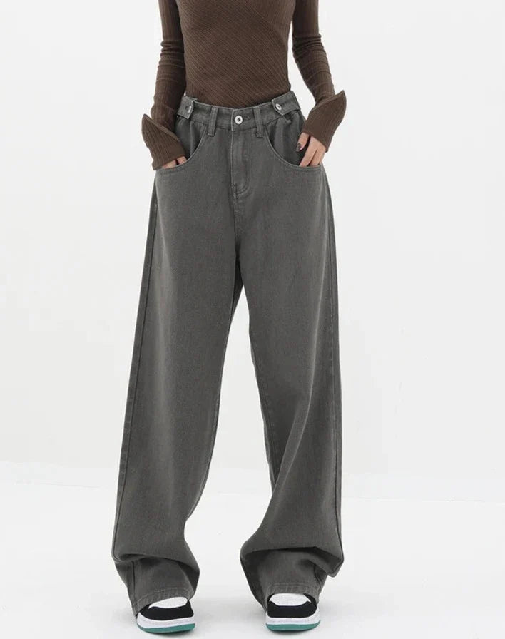 Casual jeans med hög midja
