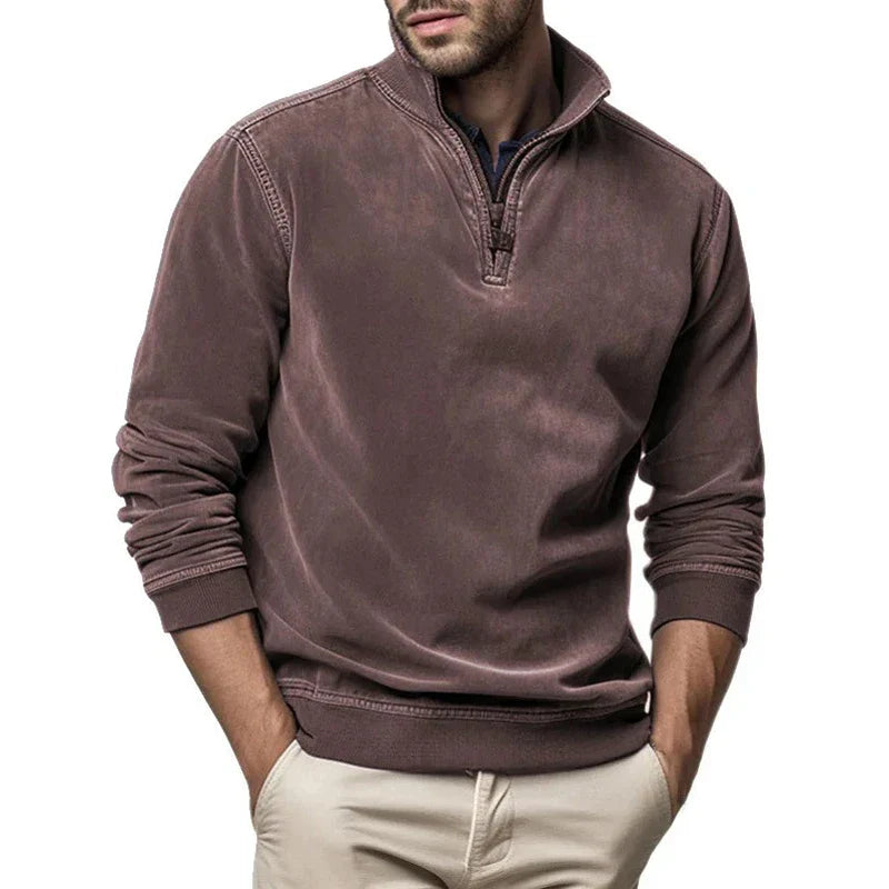 Vintage sweatshirt med halv dragkedja