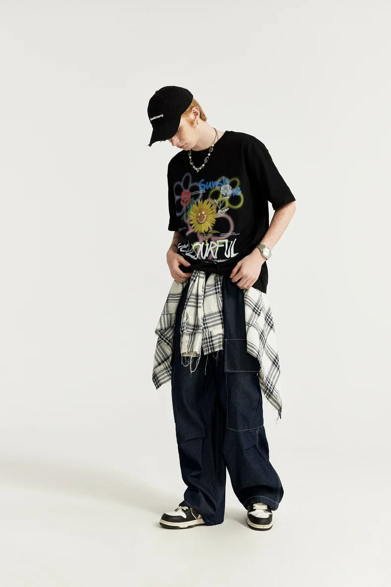 T-shirt med graffiti solros