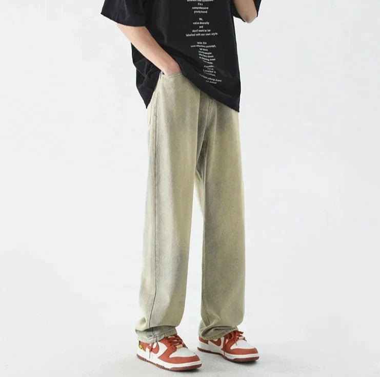 Retro lösa raka jeans