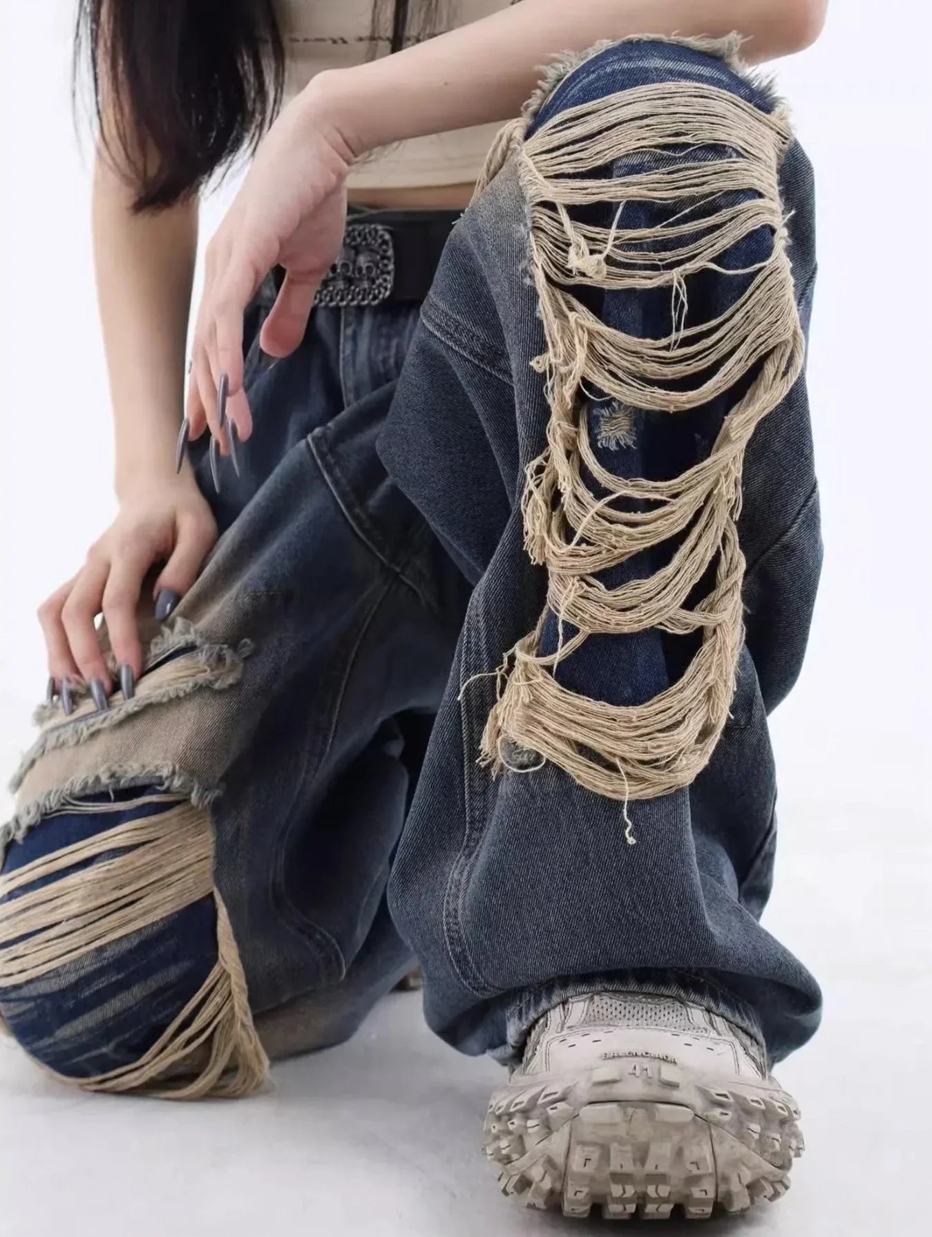 Slitna lösa jeans