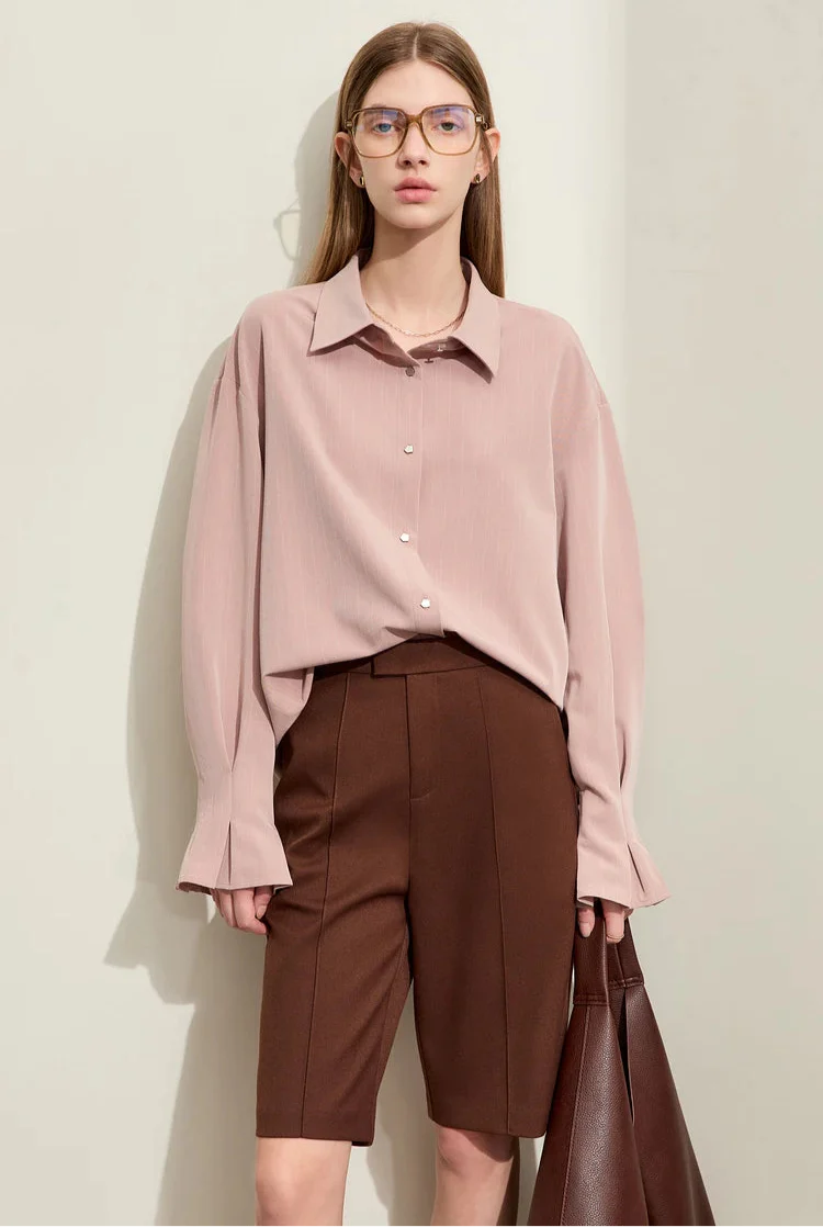 Randig skjorta med lång ärm och lös passform