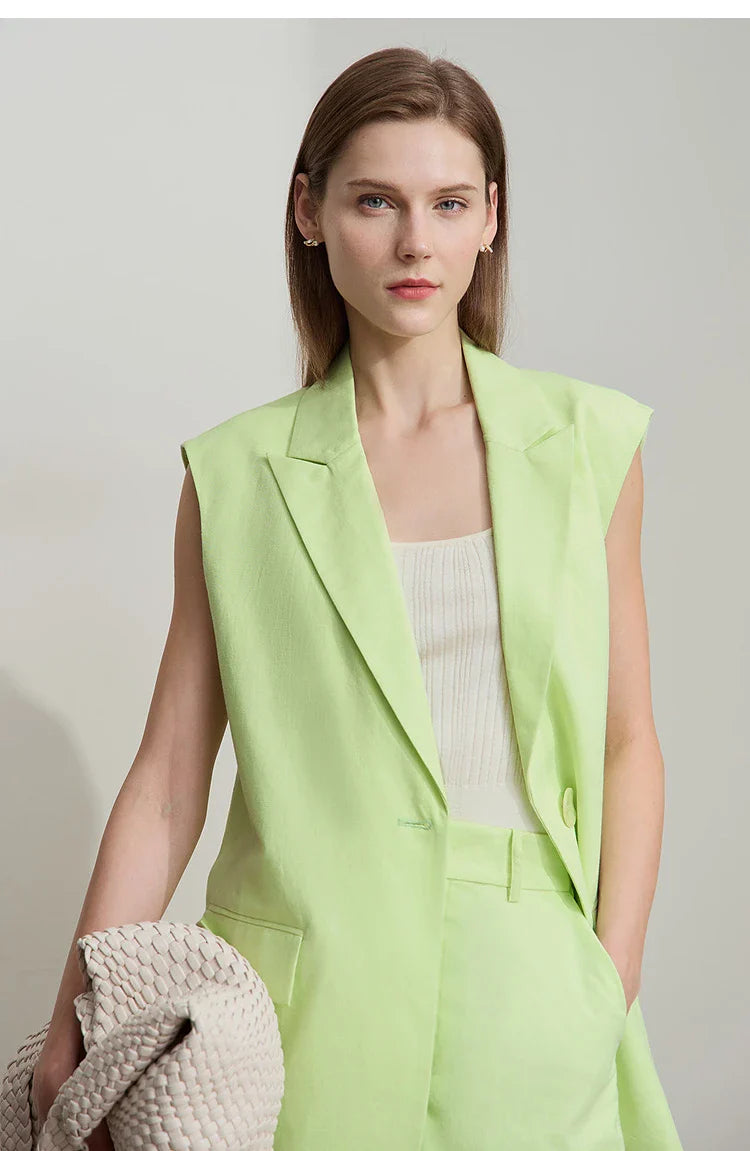 Set med lösviktslinne och shorts i bomull och linne