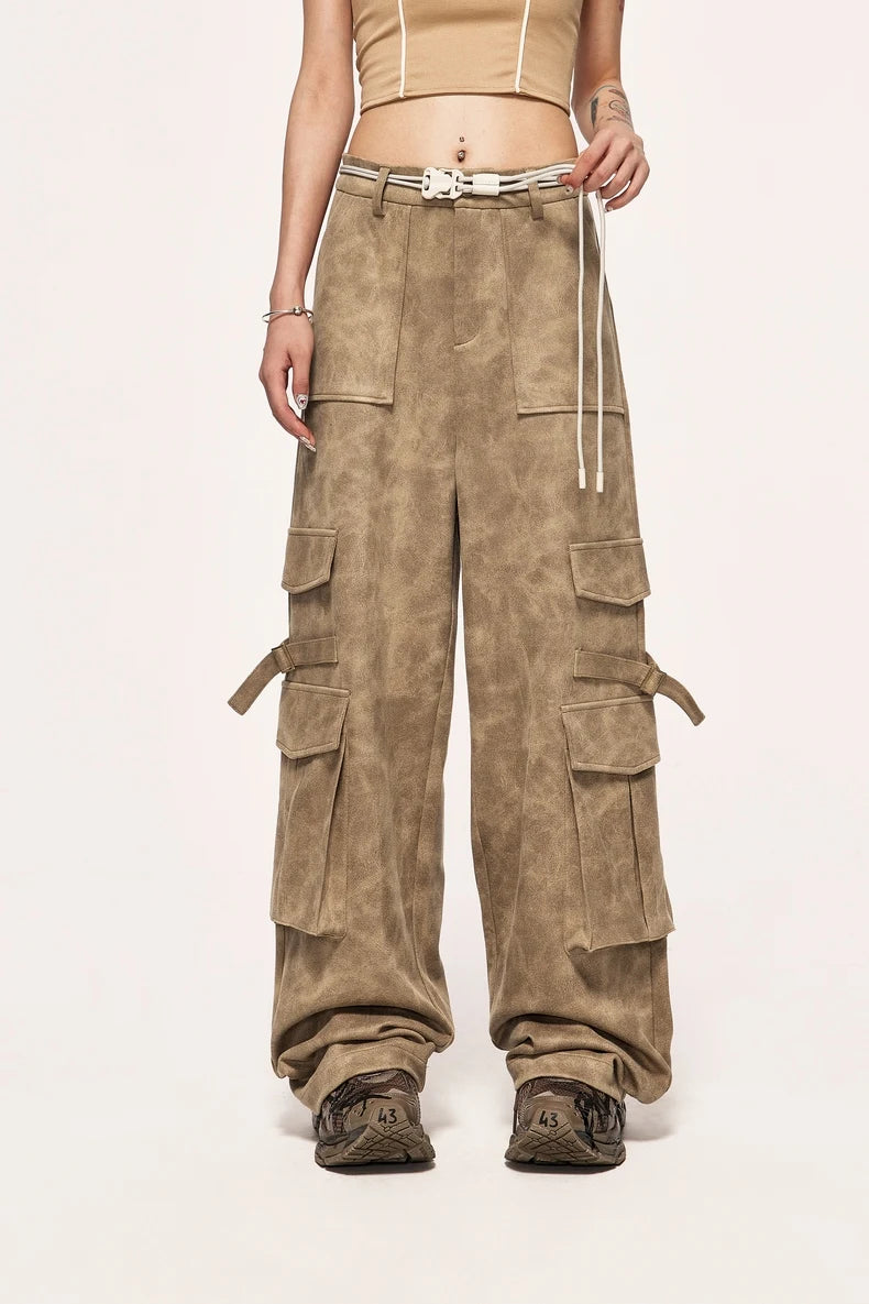 Vintage Distressed Mocka Cargo Byxor