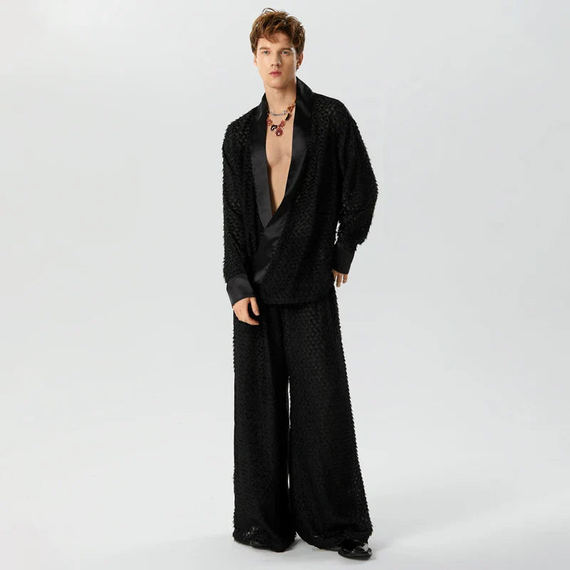 Textur lös svart skjorta med byxor