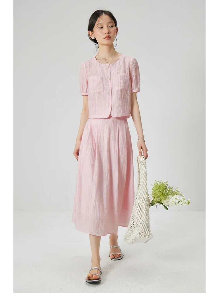 Avslappnad mjuk, lös topp och kjolset