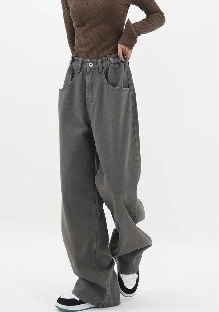 Casual jeans med hög midja