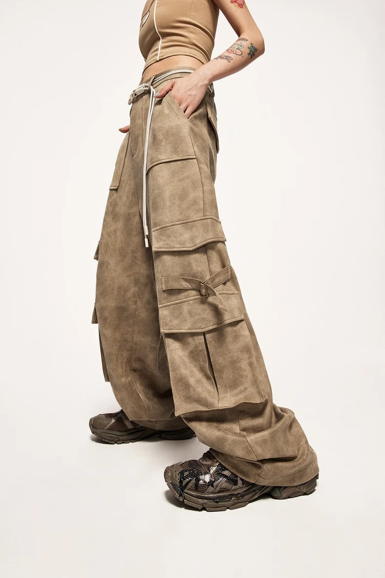 Vintage Distressed Mocka Cargo Byxor