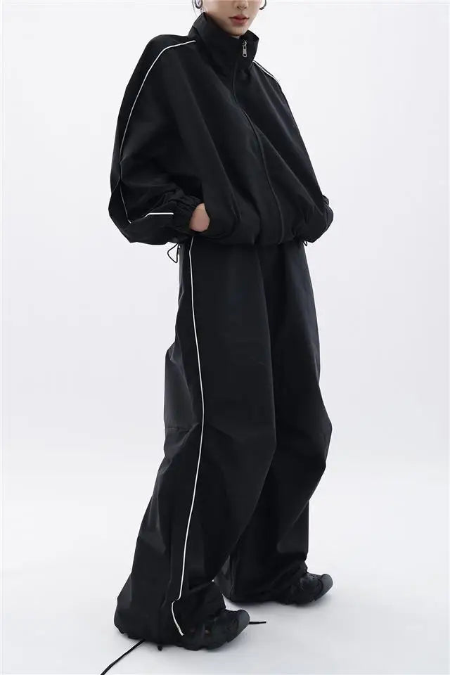 Oversized sportig svart träningsoverall