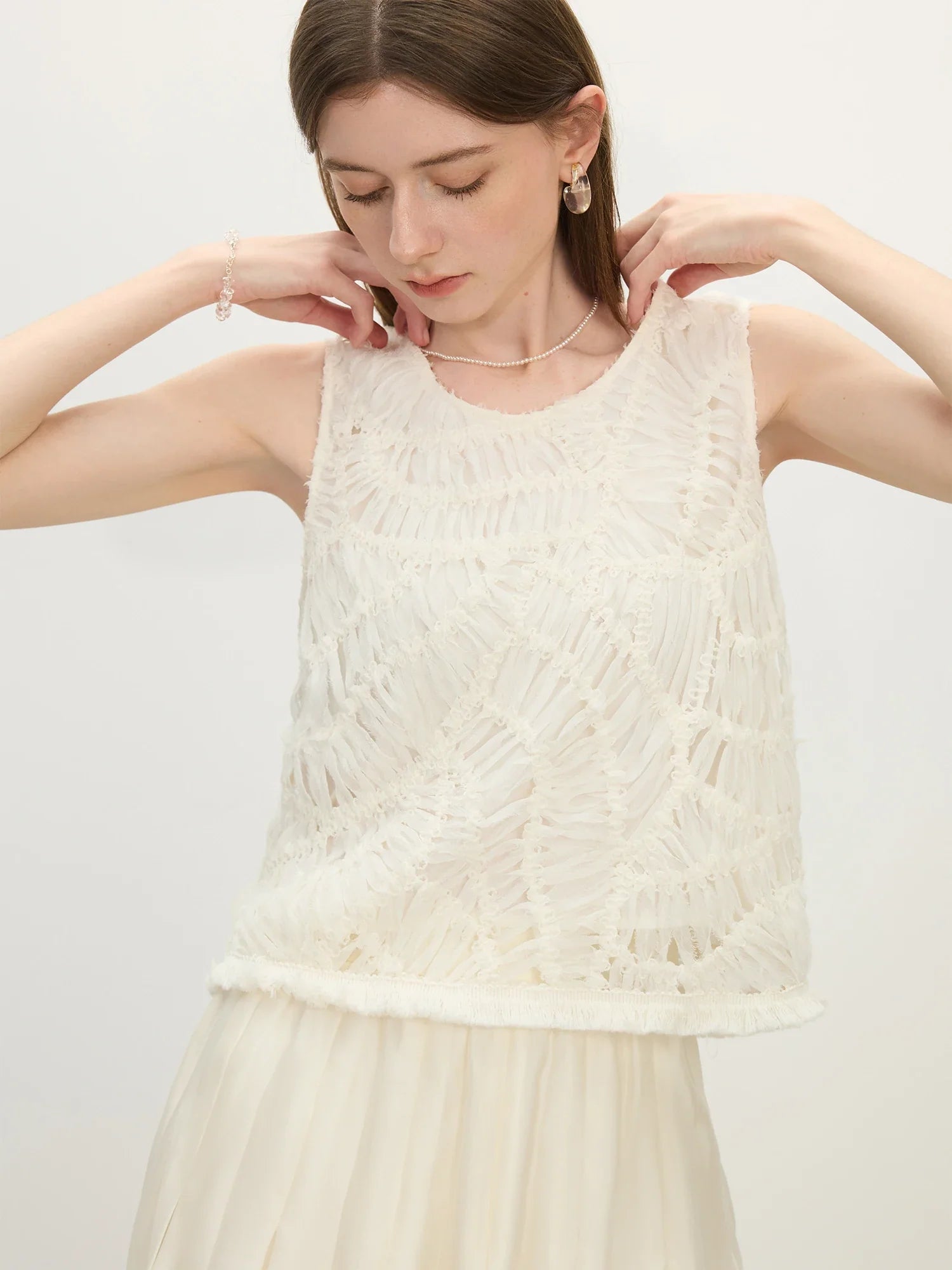 Beige mångsidig ärmlös topp