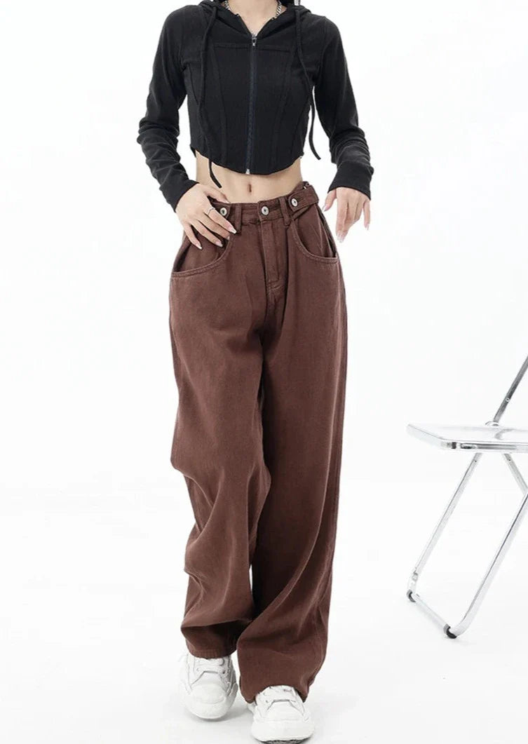 Casual jeans med hög midja