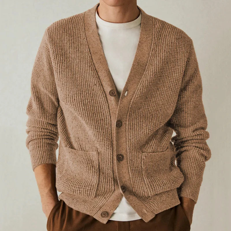 Beige kofta av strukturerad ull