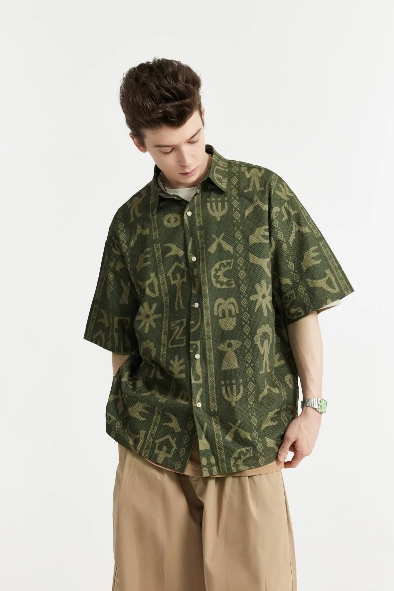 Tryckt Seersucker-skjorta