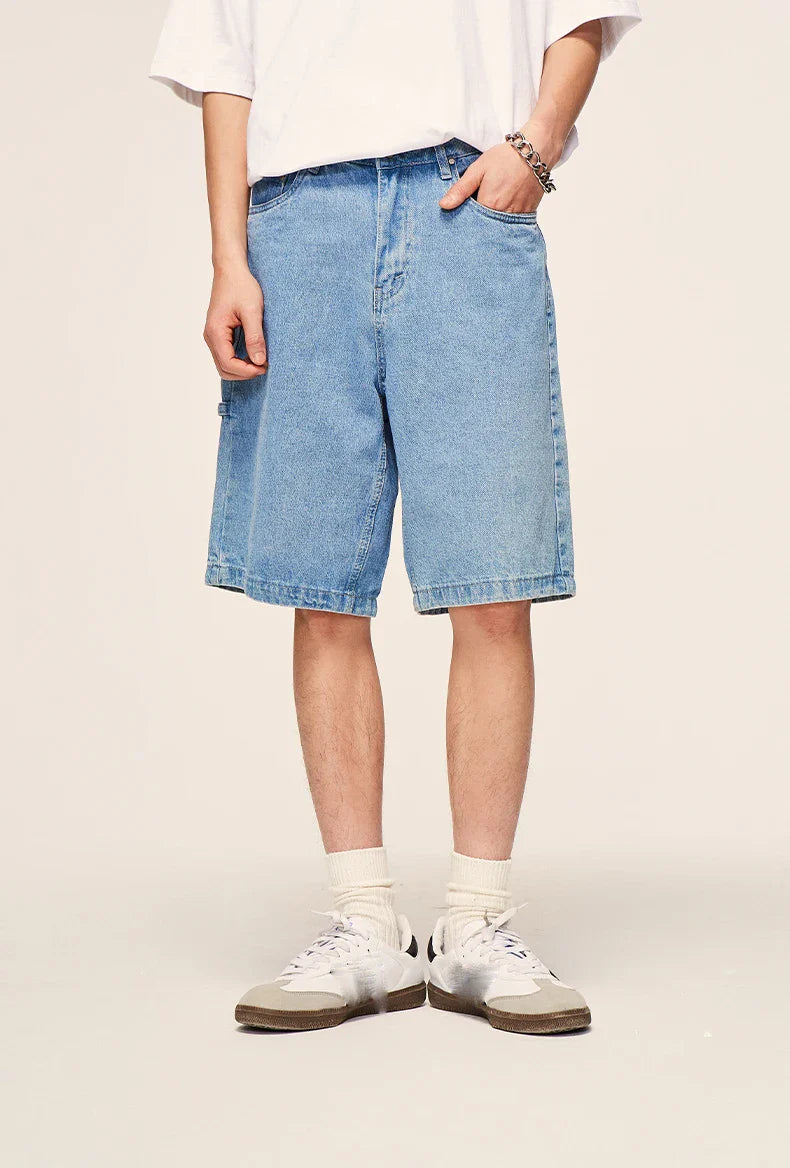 Vintage tvättade jeansshorts med raka ben