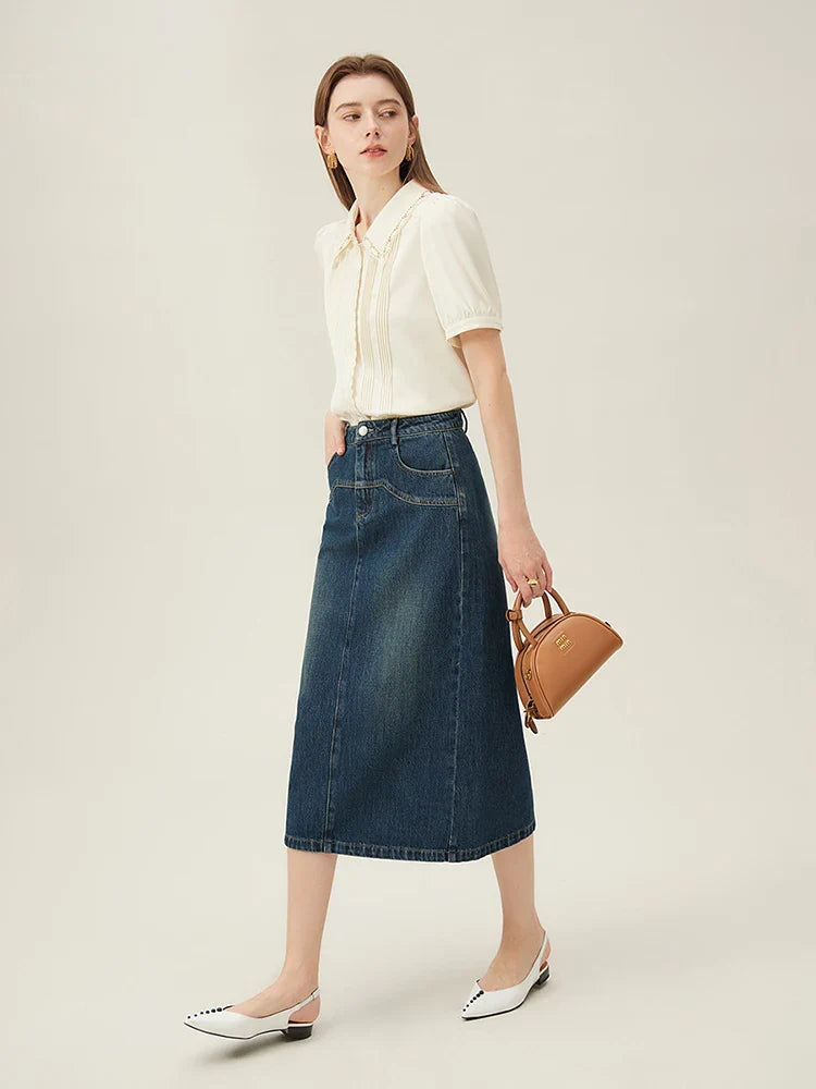 Cool Fiber Mångsidig Broderad Beige Topp