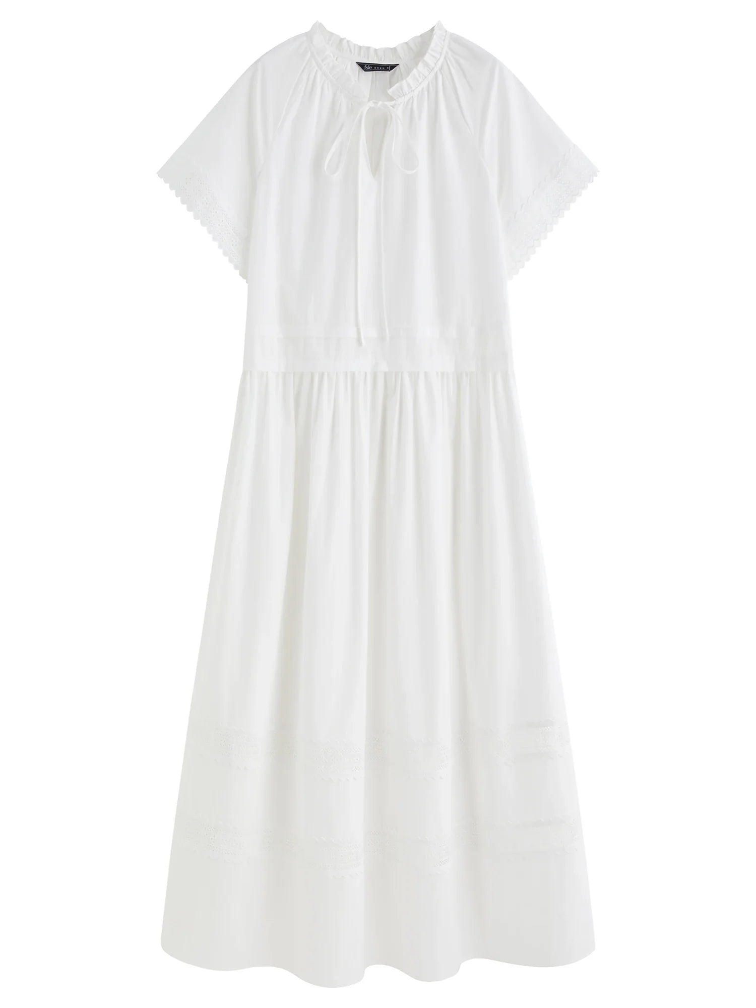 Kortärmad maxiklänning med spetsmönster