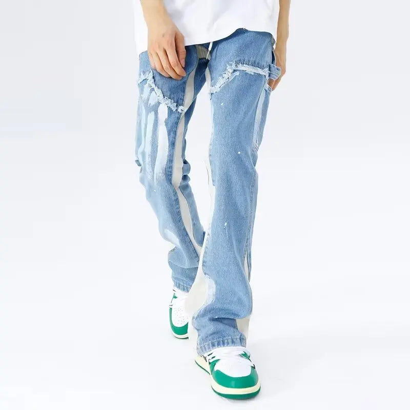 Baggy flare jeans i streetwear-stil