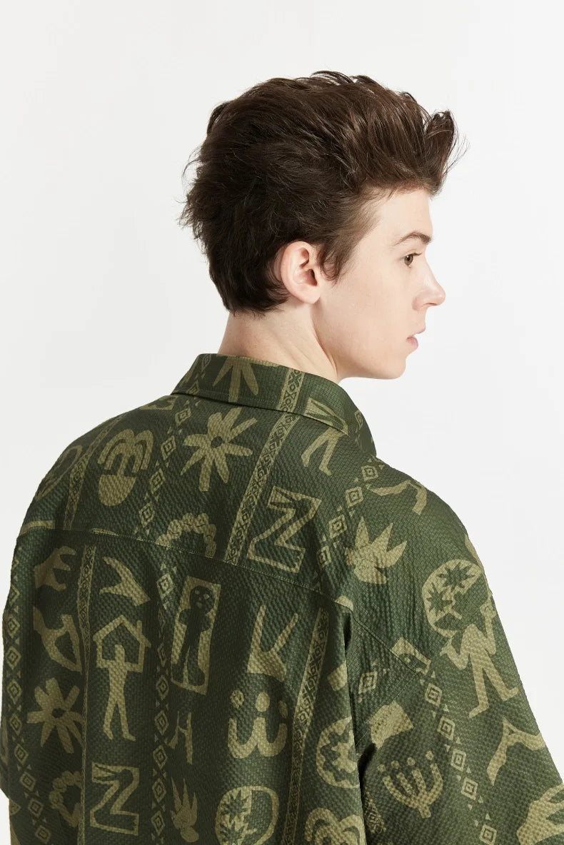 Tryckt Seersucker-skjorta