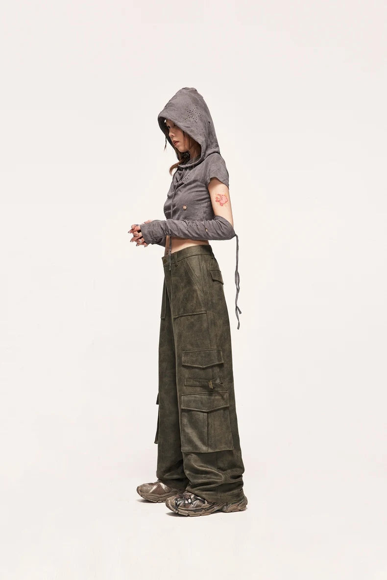 Vintage Distressed Mocka Cargo Byxor