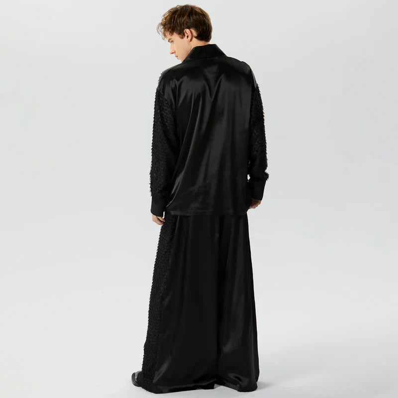 Textur lös svart skjorta med byxor