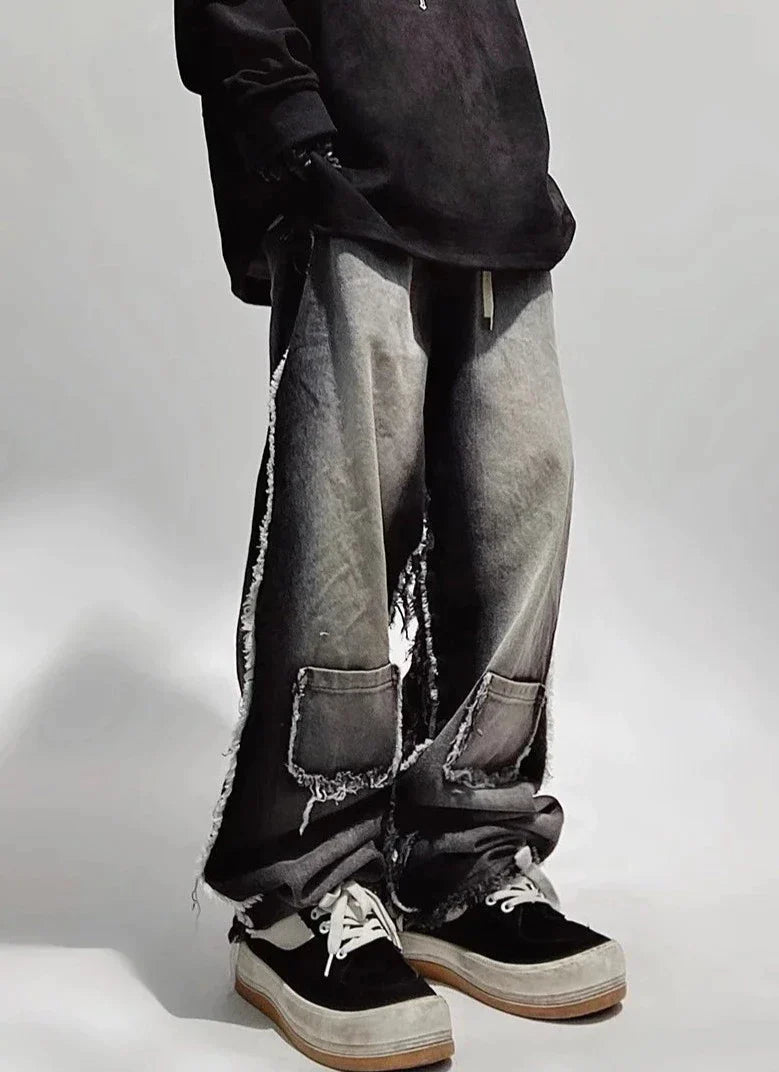Rippade oversized svarta jeans