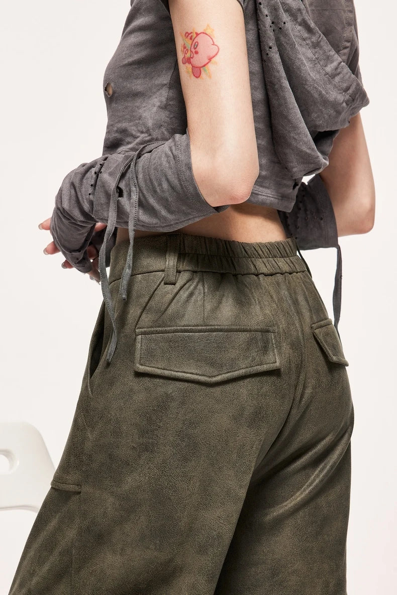 Vintage Distressed Mocka Cargo Byxor