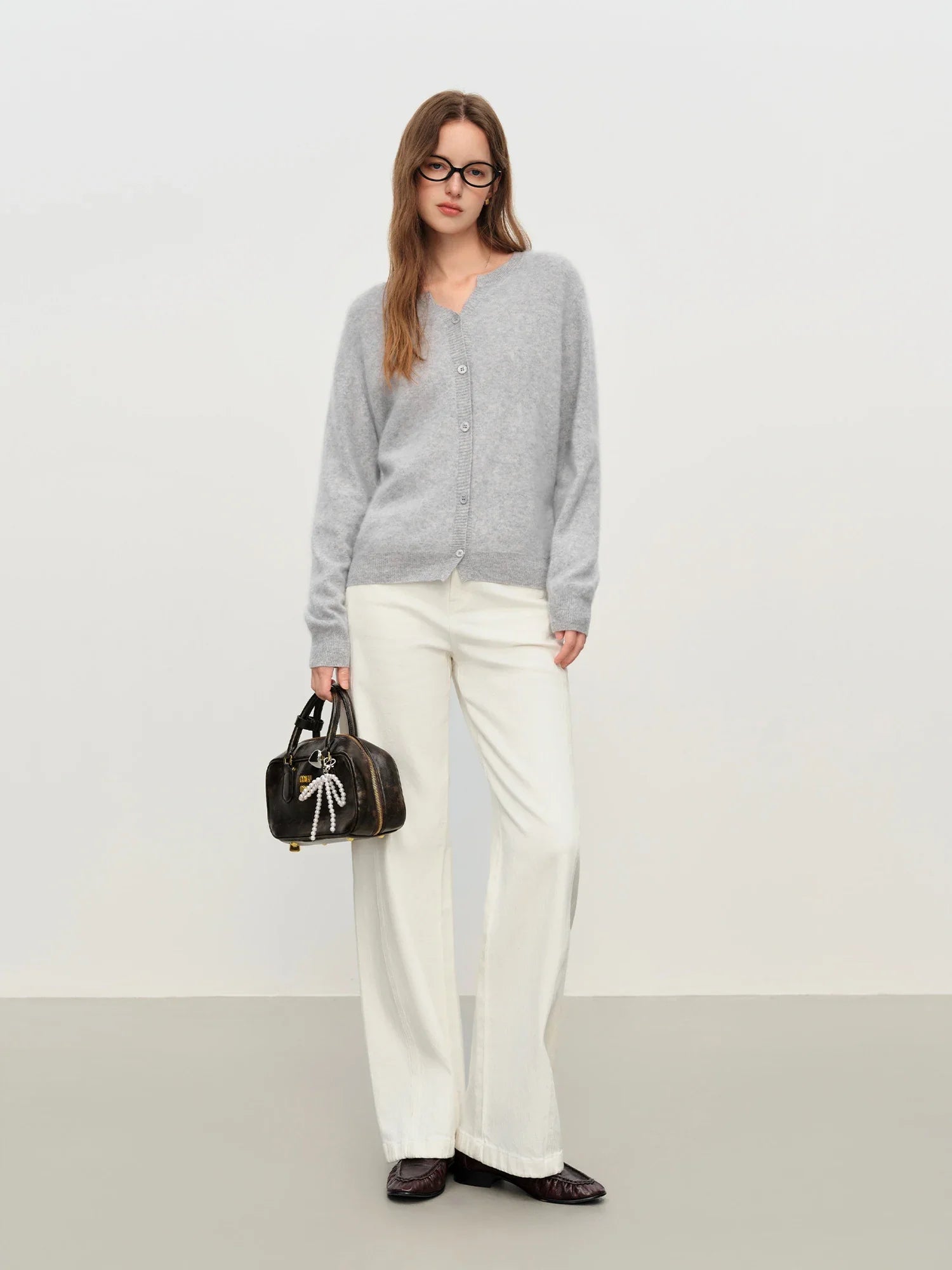 Stickad kofta i ullblandning