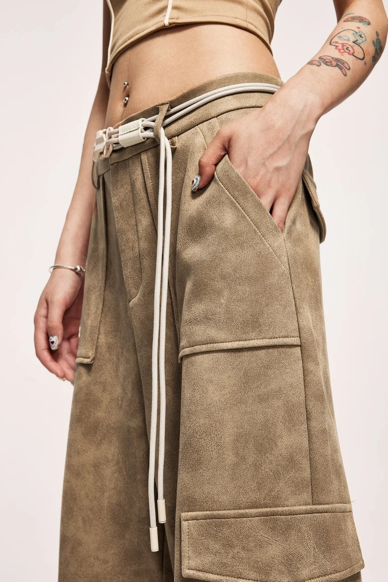 Vintage Distressed Mocka Cargo Byxor