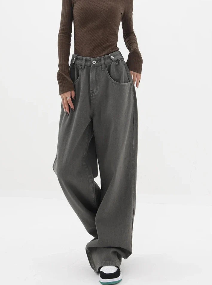 Casual jeans med hög midja