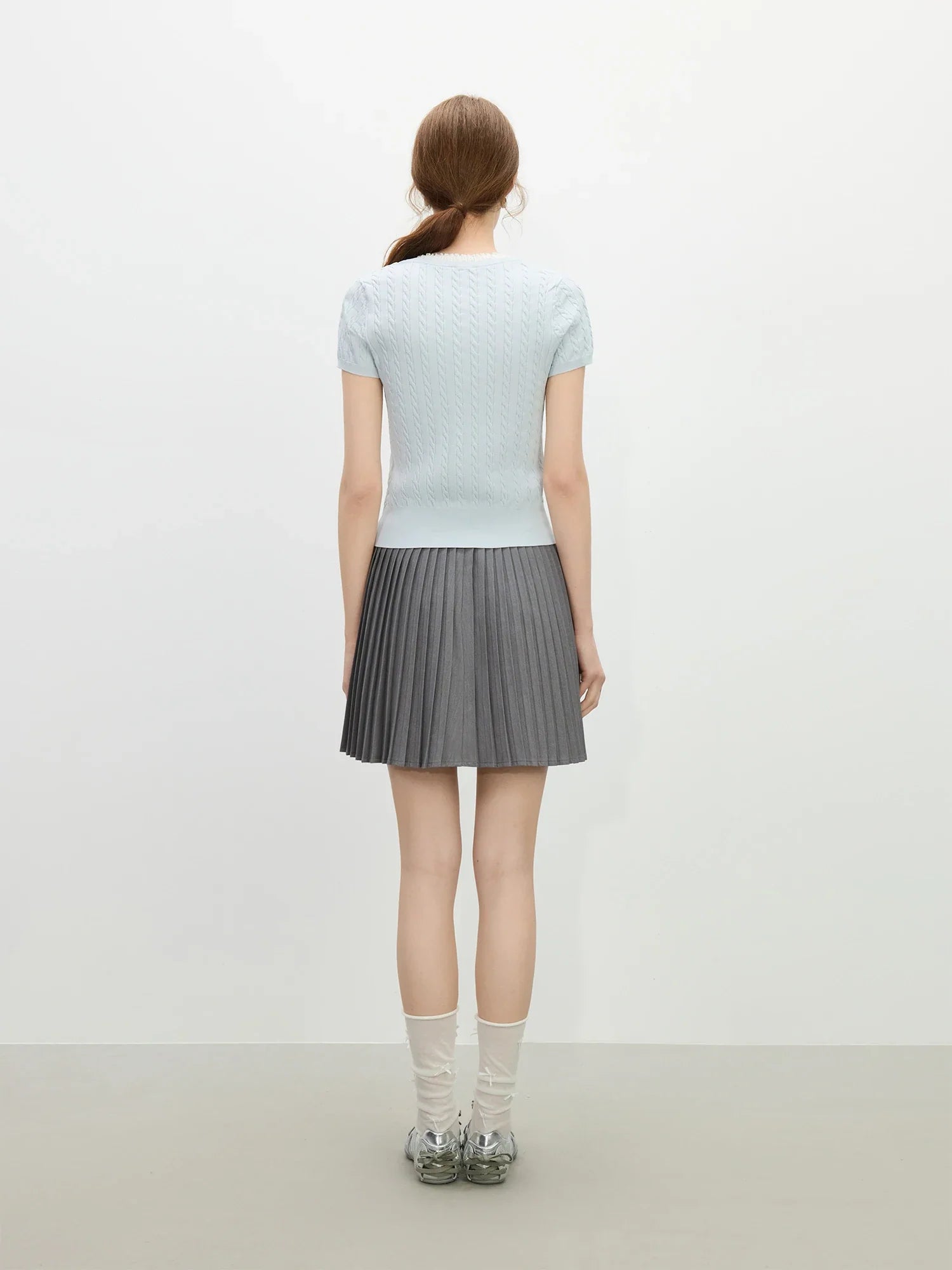 Kabelstickad Slim Fit Topp